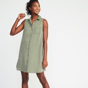 Sleeveless Swing Shirt Dress
